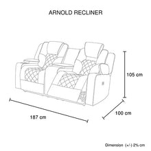 Load image into Gallery viewer, Arnold Rhino Fabric Black Headrest Padded Seat Recliner Sofa 2R