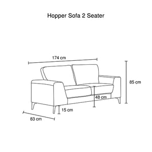 Hopper 2 Seater Fabric Sofa Light Grey Colour