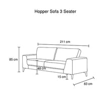 Load image into Gallery viewer, Hopper 3 Seater Fabric Sofa Light Grey Colour