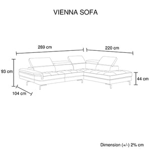 Vienna Corner Sofa Set Spacious Chaise Lounge Leatherette Air Leather Grey