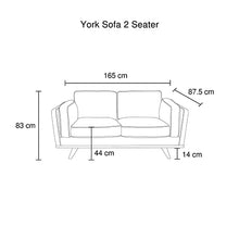 Load image into Gallery viewer, York Sofa 2 Seater Fabric Cushion Modern Sofa Blue Colour