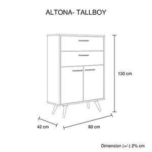 Altona Acacia 4 Drawers Tallboy Storage Cabinet Wood