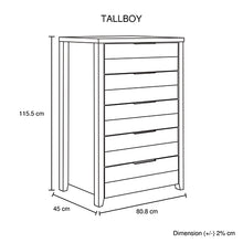 Load image into Gallery viewer, Cielo Tallboy White Bedroom Drawer Cabinet Ash