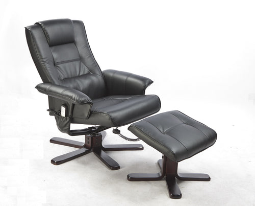 PU Leather Massage Chair Recliner Ottoman Lounge Remote