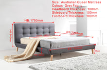 Load image into Gallery viewer, Queen Linen Fabric Deluxe Bed Frame Grey
