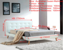 Load image into Gallery viewer, Queen PU Leather Deluxe Bed Frame White