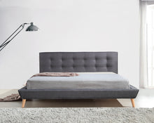 Load image into Gallery viewer, King Linen Fabric Deluxe Bed Frame Grey