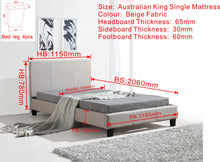 Load image into Gallery viewer, King Single Linen Fabric Bed Frame Beige