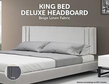 Load image into Gallery viewer, Linen Fabric King Bed Deluxe Headboard Bedhead - Beige