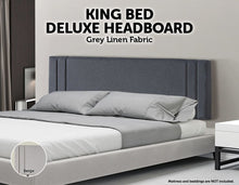 Load image into Gallery viewer, Linen Fabric King Bed Deluxe Headboard Bedhead - Grey
