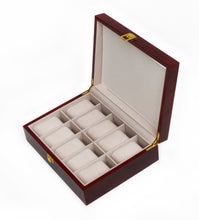 Load image into Gallery viewer, 10 Grids Wooden Watch Case Glass Jewellery Storage Holder Box Wood Display