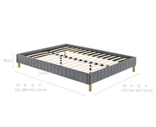 Load image into Gallery viewer, Aries Contemporary Platform Bed Base Fabric Frame with Timber Slat King Single in Light Grey