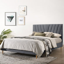 Load image into Gallery viewer, Modern Contemporary Upholstered Fabric Platform Bed Base Frame King Light Grey