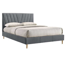 Load image into Gallery viewer, Modern Contemporary Upholstered Fabric Platform Bed Base Frame King Light Grey