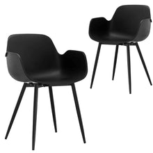 Load image into Gallery viewer, Looney Black Elegant Armrest Dining Chair Set of 2