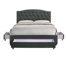 Load image into Gallery viewer, French Provincial Modern Fabric Platform Bed Base Frame with Storage Drawers Queen Charcoal