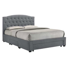 Load image into Gallery viewer, French Provincial Modern Fabric Platform Bed Base Frame with Storage Drawers King Light Grey