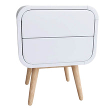 Load image into Gallery viewer, Merlin White Modern Retro Night Stand with Push to Open Drawers