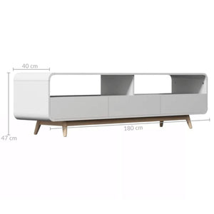 Merlin White  Modern Retro TV Unit 180CM