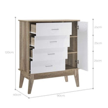 Load image into Gallery viewer, Tallboy 4 Chest of Drawers with Door Cabinet Storage Shelf