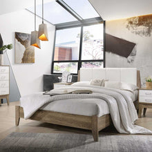 Load image into Gallery viewer, Wooden Bed Frame with Leather Upholstered Bed Head Size Double