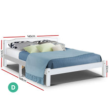 Load image into Gallery viewer, Artiss Double Full Size Wooden Bed Frame Mattress Base Timber Platform White