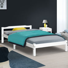 Load image into Gallery viewer, Artiss Single Size Wooden Bed Frame Mattress Base Timber Platform White