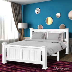 Double Size Wooden Bed Frame - White