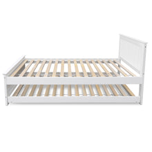 Load image into Gallery viewer, Artiss Wooden Trundle Bed Frame Timber Slat King Single Size White