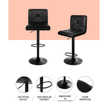 Load image into Gallery viewer, Artiss Set of 2 PU Leather Gas Lift Bar Stools - Black