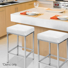 Load image into Gallery viewer, Artiss Set of 2 PU Leather Backless Bar Stools - White