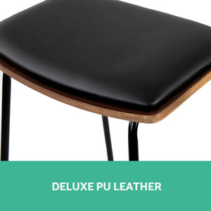 Artiss Set of 2 PU Leather Backless Bar Stools - Black