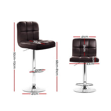 Load image into Gallery viewer, Artiss 2x Gas Lift Bar Stools Swivel Chairs Leather Chrome Chocolate