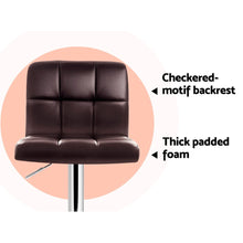 Load image into Gallery viewer, Artiss 2x Gas Lift Bar Stools Swivel Chairs Leather Chrome Chocolate