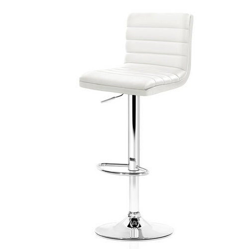 Artiss 2x Gas Lift Bar Stools Swivel Chairs Leather Chrome White