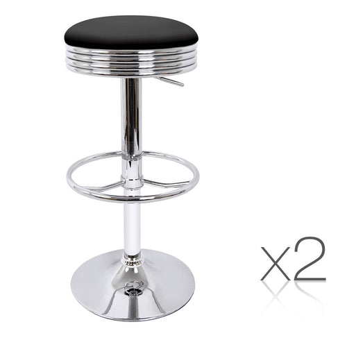 Artiss Set of 2 PU Leather Backless Bar Stools - Black