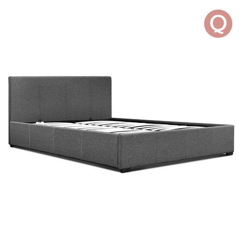 Artiss Queen Size Fabric and Wood Bed Frame Headborad - Grey