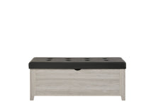 Load image into Gallery viewer, Blanket Box Ottoman Storage With Leather Upholstery In White Oak