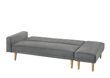 Load image into Gallery viewer, 3 Seater Fabric Sofa Bed with Ottoman - Light Grey
