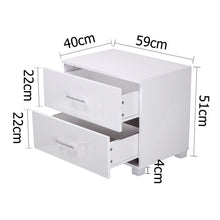Load image into Gallery viewer, Artiss High Gloss Two Drawers Bedside Table - White