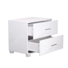 Load image into Gallery viewer, Artiss High Gloss Two Drawers Bedside Table - White