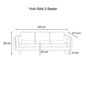 York Sofa 3 Seater Beige