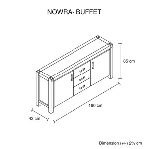 NOWRA Buffet Oak 3 Drawer