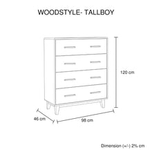 Load image into Gallery viewer, Woodstyle 4- drawer Tallboy