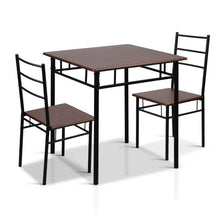 Load image into Gallery viewer, Artiss Metal Table and Chairs - Walnut &amp; Black