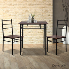 Load image into Gallery viewer, Artiss Metal Table and Chairs - Walnut &amp; Black