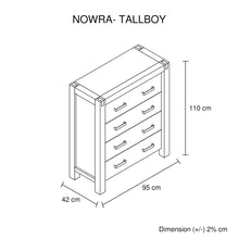 Load image into Gallery viewer, Nowra 4 Drawer Tallboy