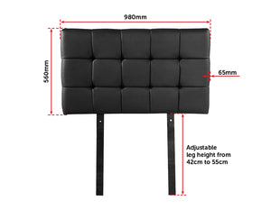 PU Leather Single Bed Deluxe Headboard Bedhead - Black