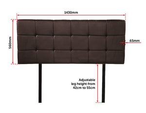 PU Leather Double Bed Deluxe Headboard Bedhead - Brown