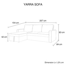 Load image into Gallery viewer, Yarra Corner Sofa Bed Grey